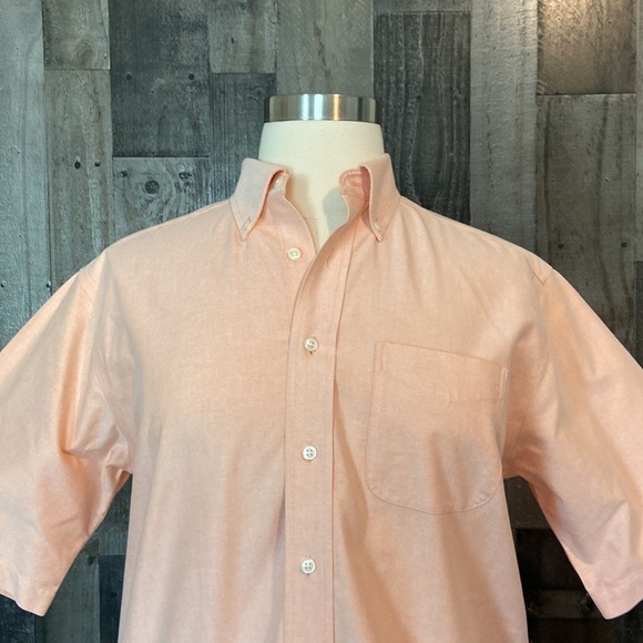 Men’s L.L. Bean peach button up shirt size 16 tall preppy coastal euro summer - Picture 3 of 11